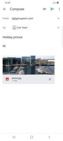 Press the send icon when you've finished your email message. Press the send icon when you've finished your email message.