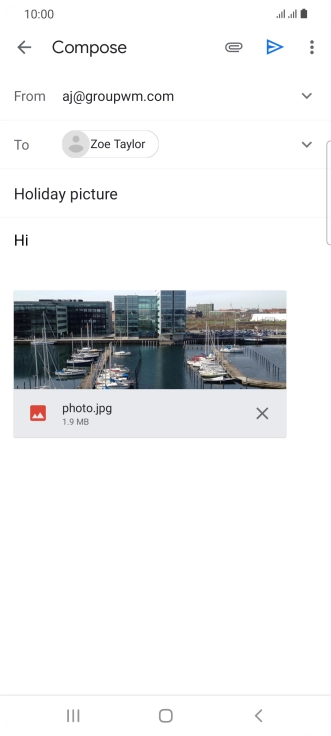 Press the send icon when you've finished your email message. Press the send icon when you've finished your email message.