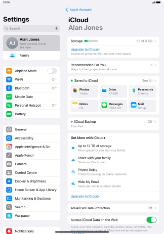 Press iCloud Backup.