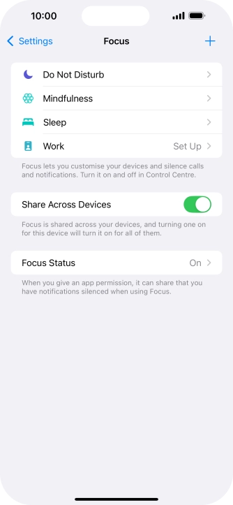 Press the required focus mode.