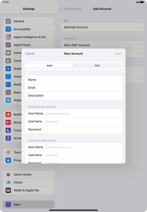Press IMAP.