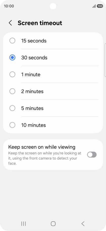 Press the required setting. Press the required setting.