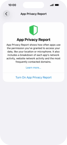 Press Turn On App Privacy Report to turn on the function.