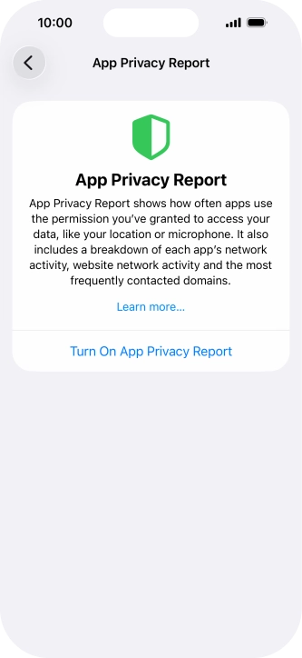 Press Turn On App Privacy Report to turn on the function.