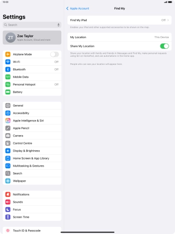 Press Find My iPad.