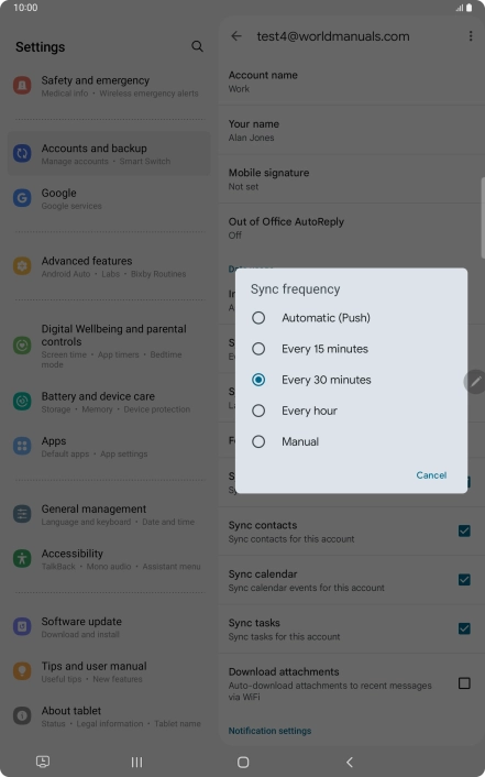 Press the required setting. Press the required setting.