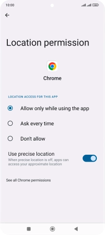 Press the required setting.