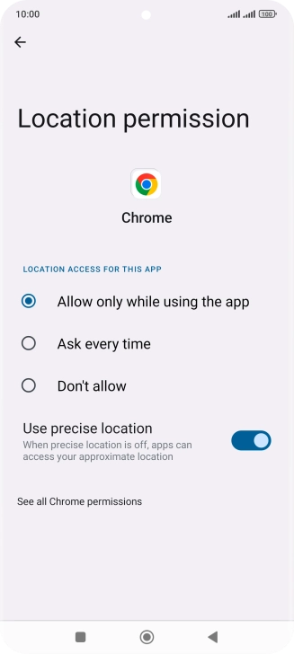 Press the required setting.