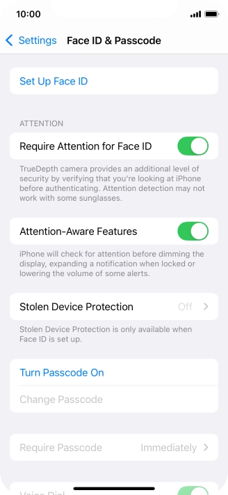 Press Turn Passcode On and key in a phone lock code of your own choice twice.