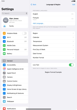 To subsequently select another language as the default language, press the move icon next to the required language and drag it to the top of the list.