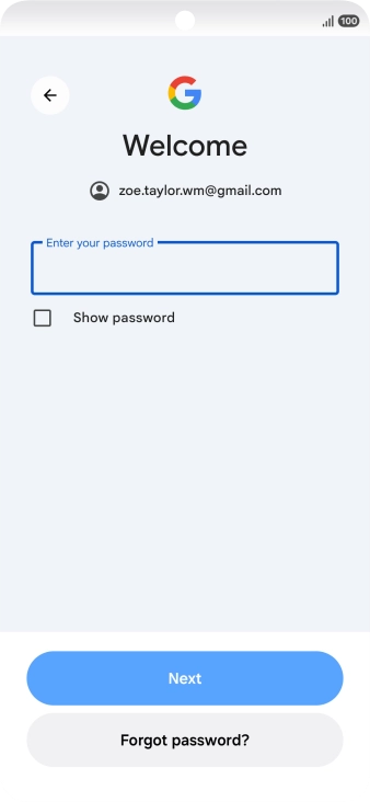 Press Enter your password and key in the password for your Google account. Press Enter your password and key in the password for your Google account.