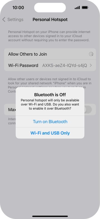If Wi-Fi is turned on, press Wi-Fi and USB Only.