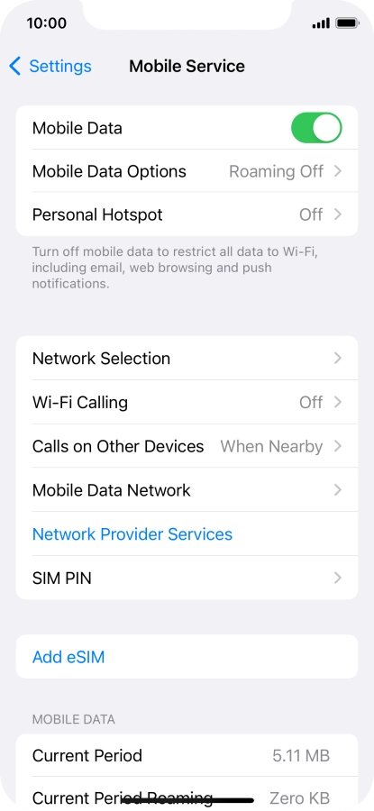 The total data usage is displayed next to Current Period.