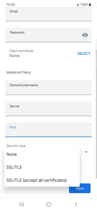 Press the required setting.