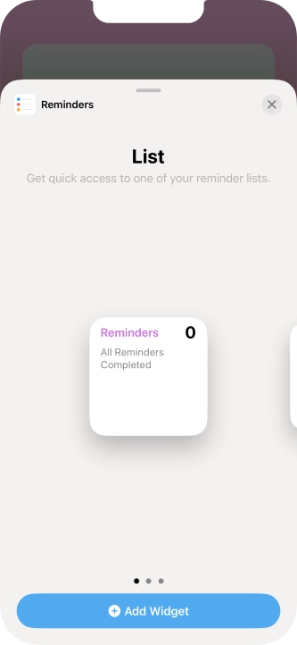 Slide your finger right or left on the screen to select the required widget size. Slide your finger right or left on the screen to select the required widget size.