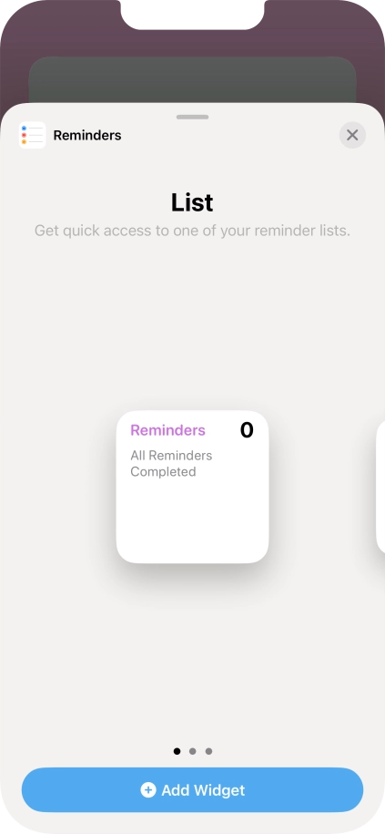 Slide your finger right or left on the screen to select the required widget size. Slide your finger right or left on the screen to select the required widget size.