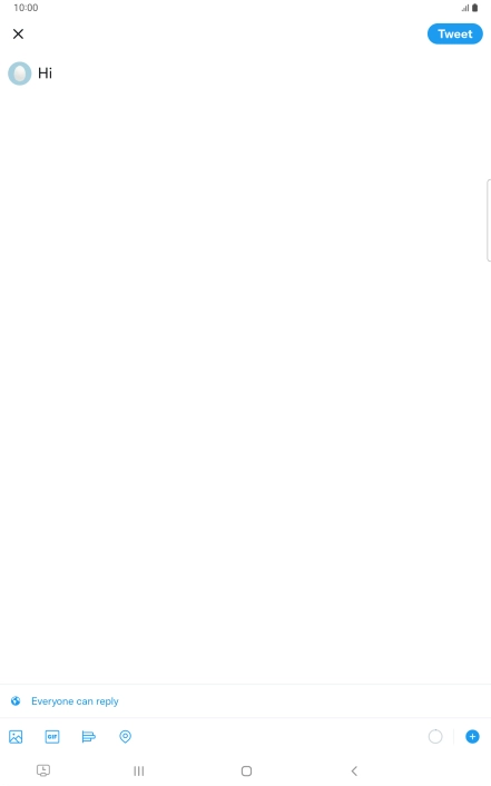 Write the required text and press Tweet. Write the required text and press Tweet.