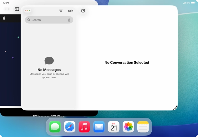 Press and hold the menu icon in the second application window.