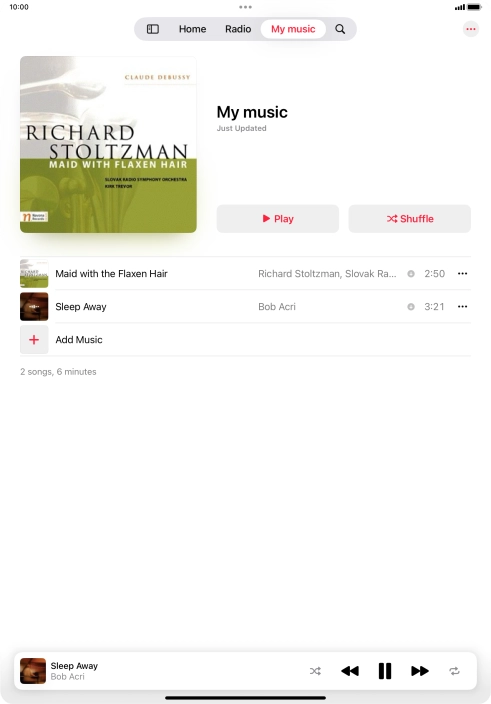 Press the song title. Press the song title.