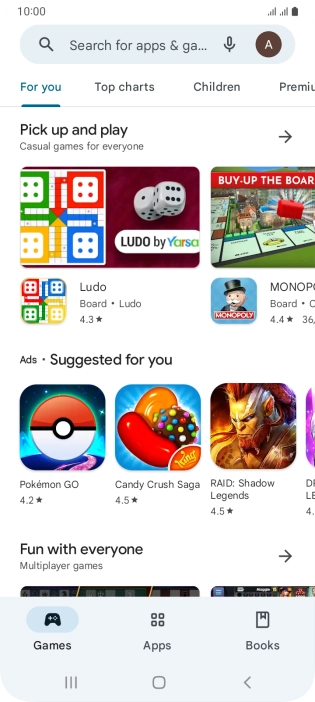 Press the search field.