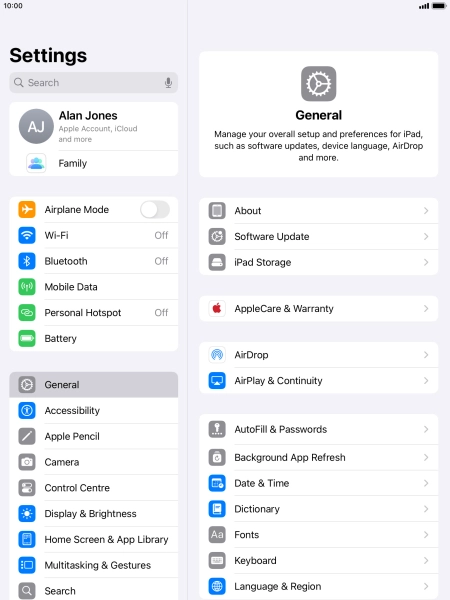 Press Mobile Data.