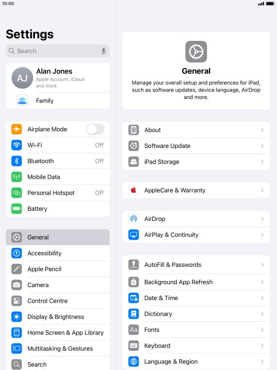 Press Mobile Data.