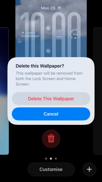 Press Delete This Wallpaper.