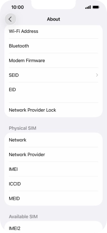 Your phone's EID number is displayed below EID.