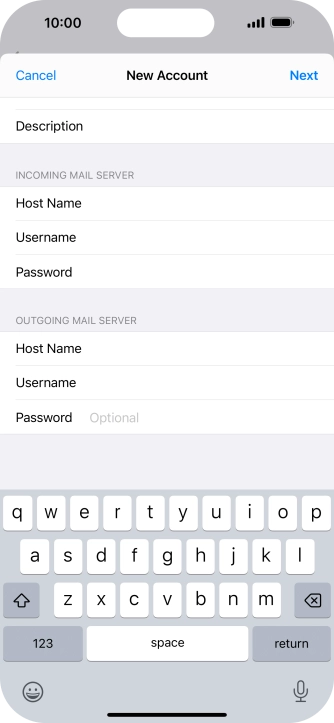 Press Password and key in the password for your email account.