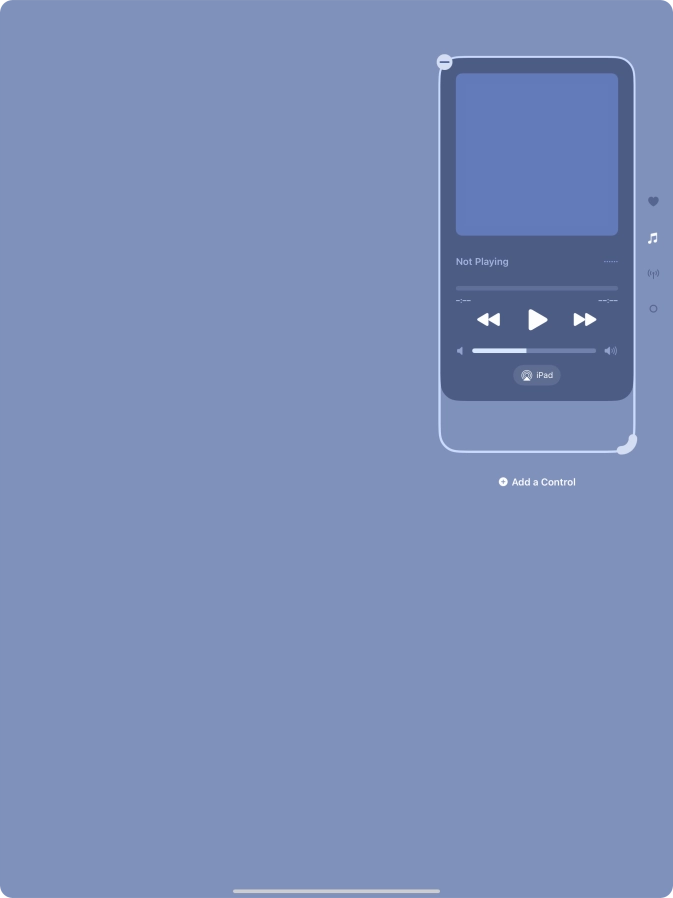 Press the remove icon on the required function to remove it from Control Centre.