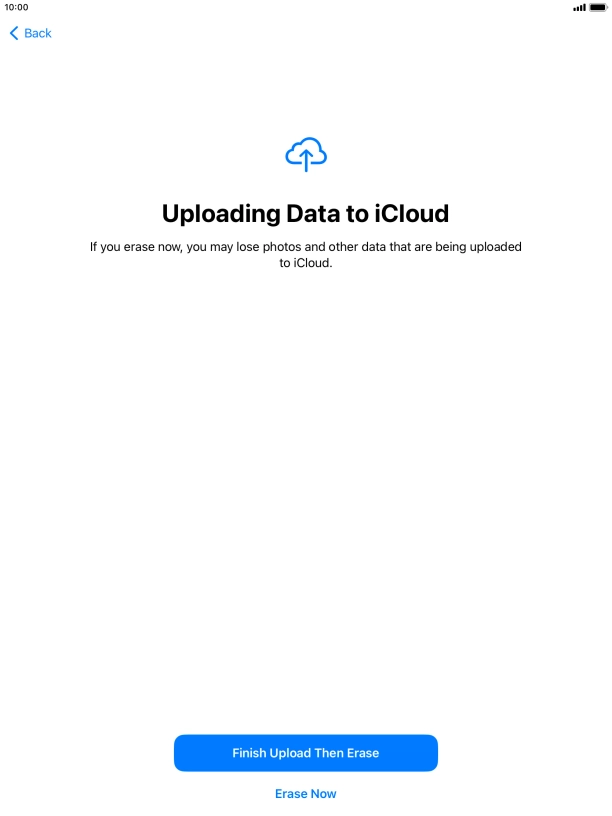 Press the required setting. Press the required setting.