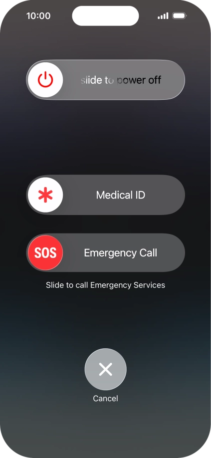 Press and drag the power off icon right.