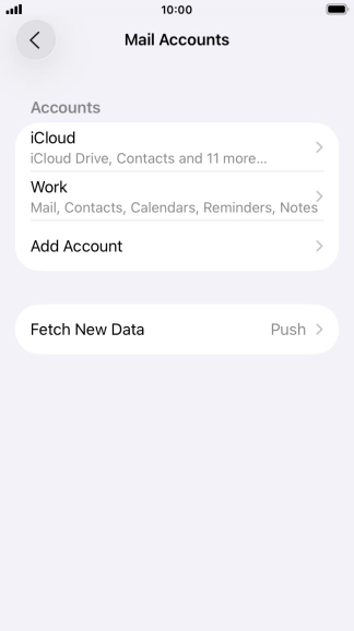 Press the name of the Exchange email account you've just set up.