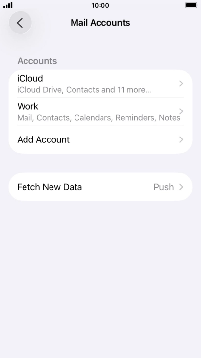 Press the name of the Exchange email account you've just set up.