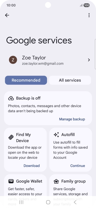 Press Manage backup. Press Manage backup.