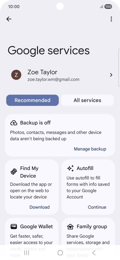 Press Manage backup. Press Manage backup.