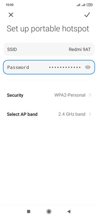 Press SSID and key in the required name for the Wi-Fi hotspot.