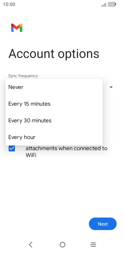 Press the required setting.