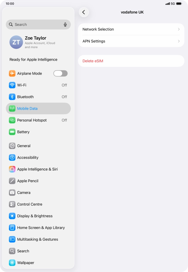 Press APN Settings.