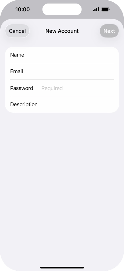 Press Password and key in the password for your email account.