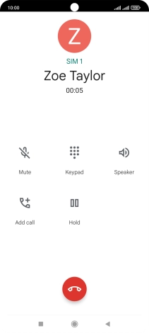 Press the end call icon. Press the end call icon.