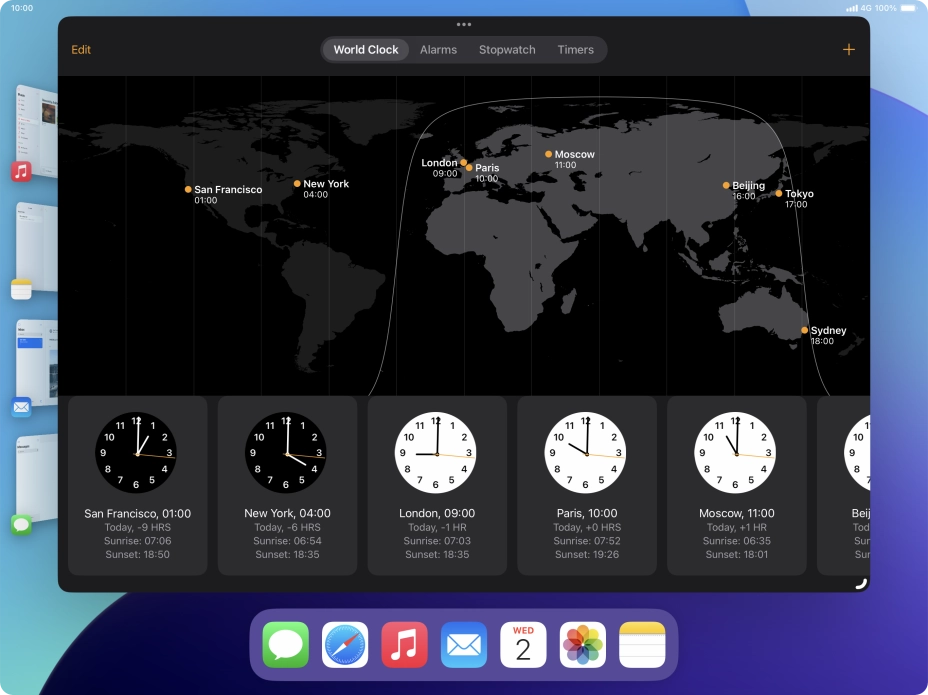 The active application is displayed at the centre of the screen.