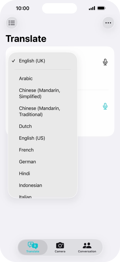 Press the required source language. Press the required source language.