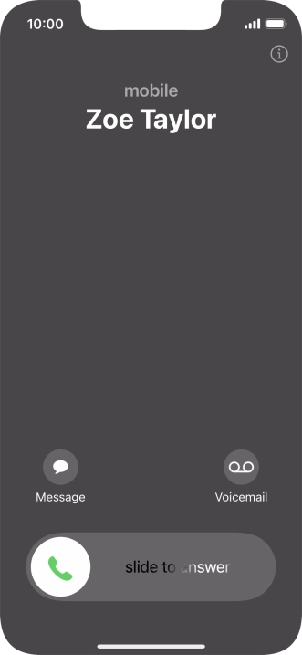 Press and drag the accept call icon right. Press and drag the accept call icon right.