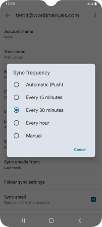 Press the required setting.