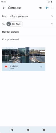 Press the text input field and write the text for your email message.