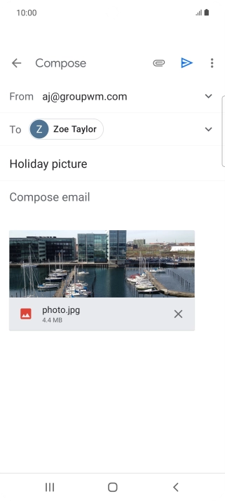 Press the text input field and write the text for your email message. Press the text input field and write the text for your email message.