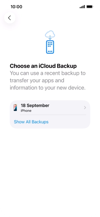 Press the required backup and your phone restores the content of the selected backup. Subsequently, follow the instructions on the screen to set up your phone and prepare it for use. Press the required backup and your phone restores the content of the selected backup. Subsequently, follow the instructions on the screen to set up your phone and prepare it for use.