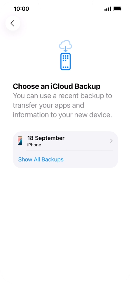 Press the required backup and your phone restores the content of the selected backup. Subsequently, follow the instructions on the screen to set up your phone and prepare it for use. Press the required backup and your phone restores the content of the selected backup. Subsequently, follow the instructions on the screen to set up your phone and prepare it for use.