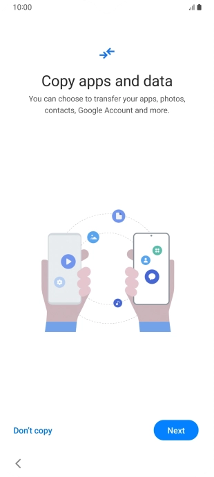 When this screen is displayed, your phone is ready to restore content from a Google One backup. When this screen is displayed, your phone is ready to restore content from a Google One backup.